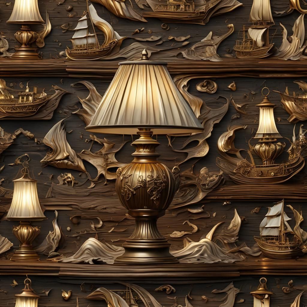 Shipwreck Lamp: Vivid Digital Art with Nautical Themes
