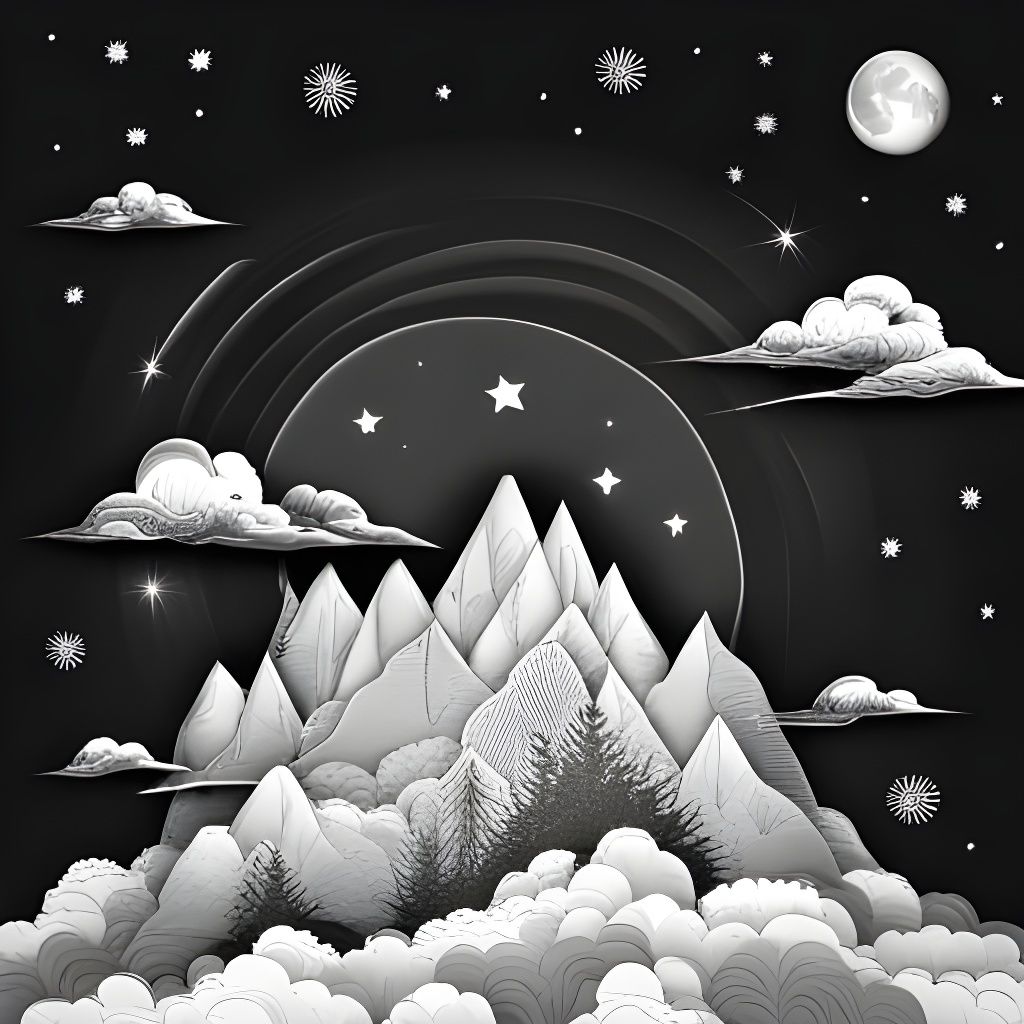 Monochrome Landscape in Mixed Media Collage Style