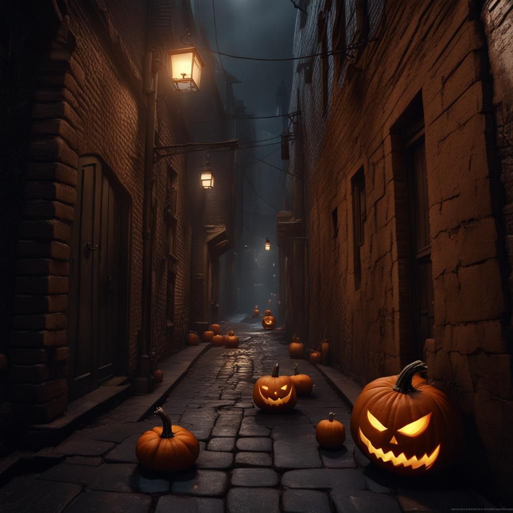 Jack the Pumpkin King in Dimly Lit Alley