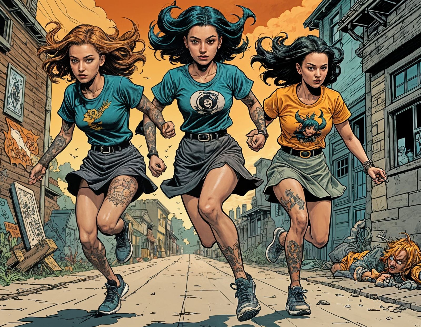 Three Modern Witches in Panel Art