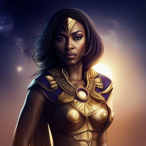 Epic Egyptian Superhero in Gold and Purple