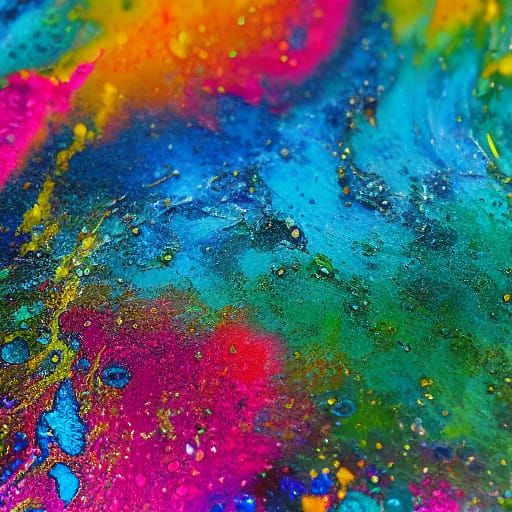 Abstract Multicolored Shapes in Marbled Glass