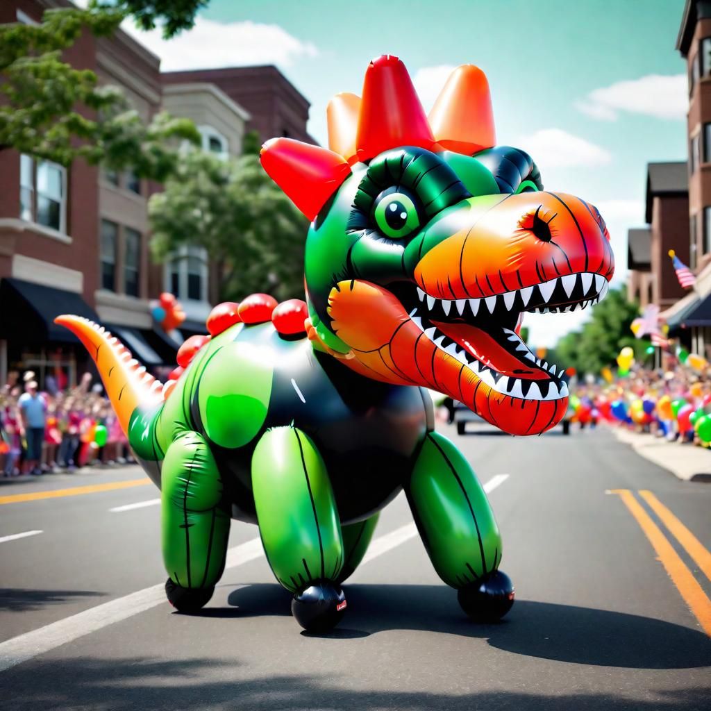 Dinosaur Balloon Animal in Parade, Detailed Character Design