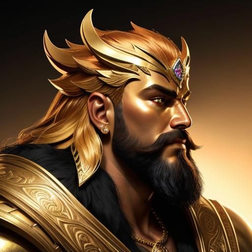 King Midas in Hyperrealistic Splash Art Style