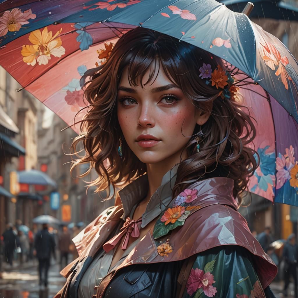 Umbrella Portrait in Art Nouveau Style