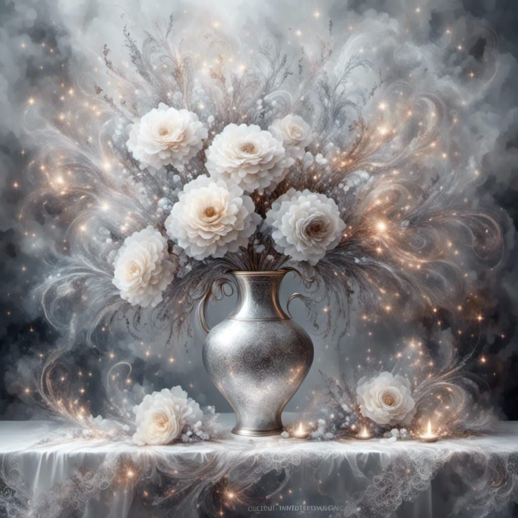 Dreamy White Flowers with Silvery Accents