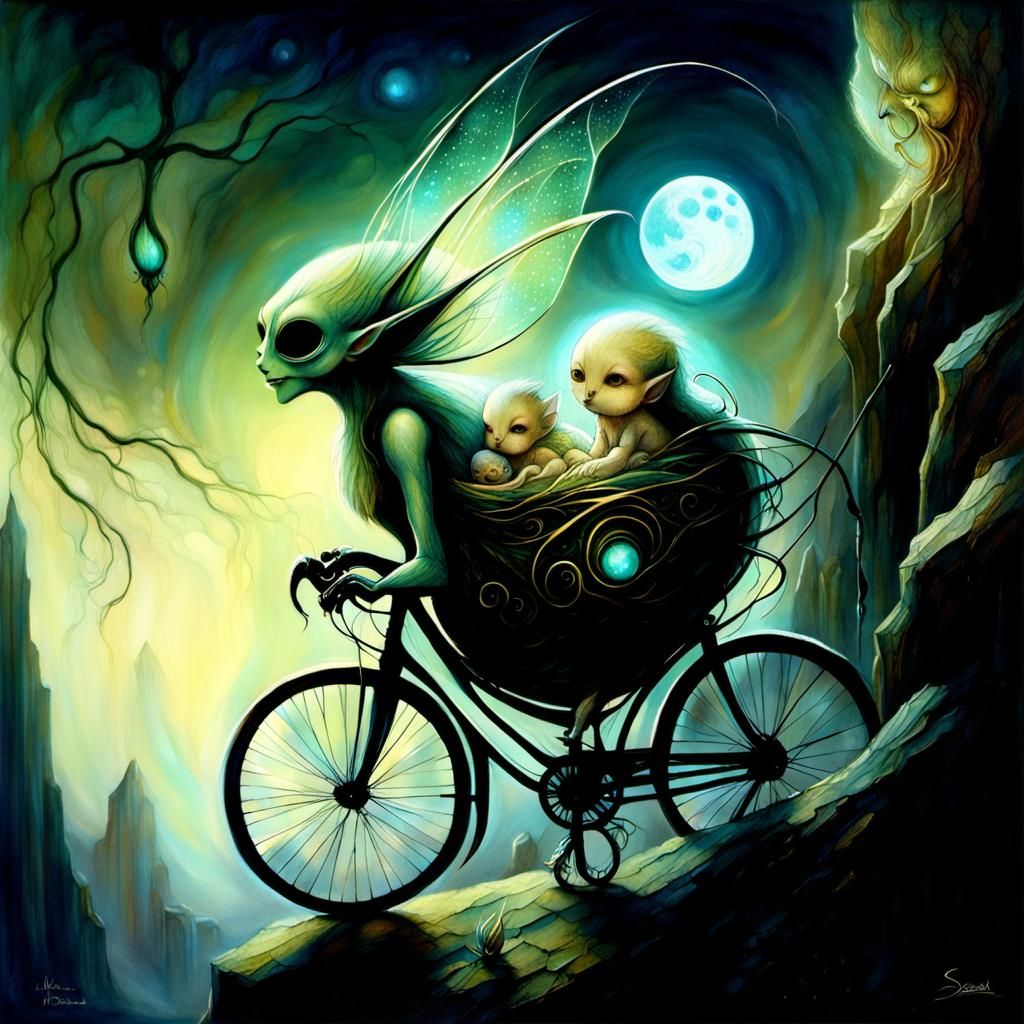 Magical Moonlit Cliffside Scene with Bioluminescent Flora