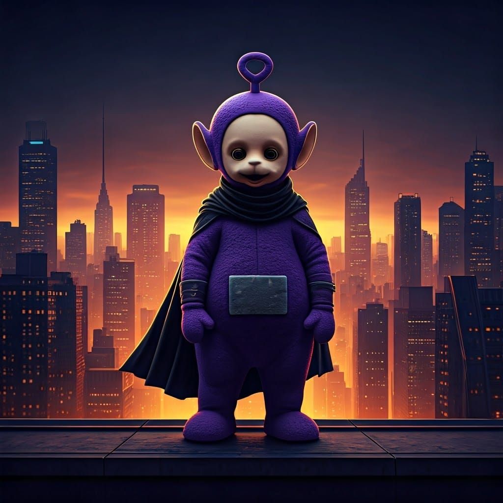 Gritty Urban Teletubby Hero Emerges at Night