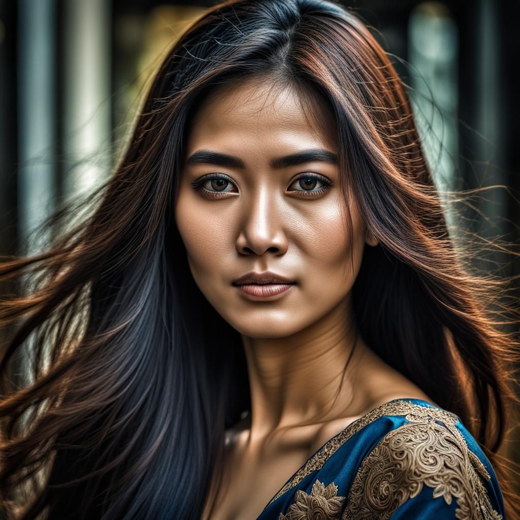 Beautiful Malaysian Woman Portrait in Hyperrealism Style