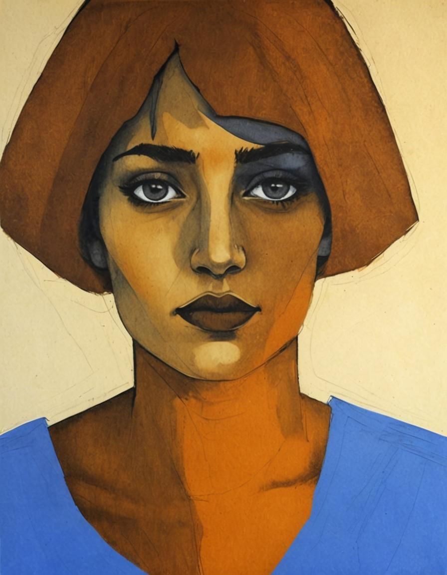 Expressive Charcoal Portrait of a Young Woman