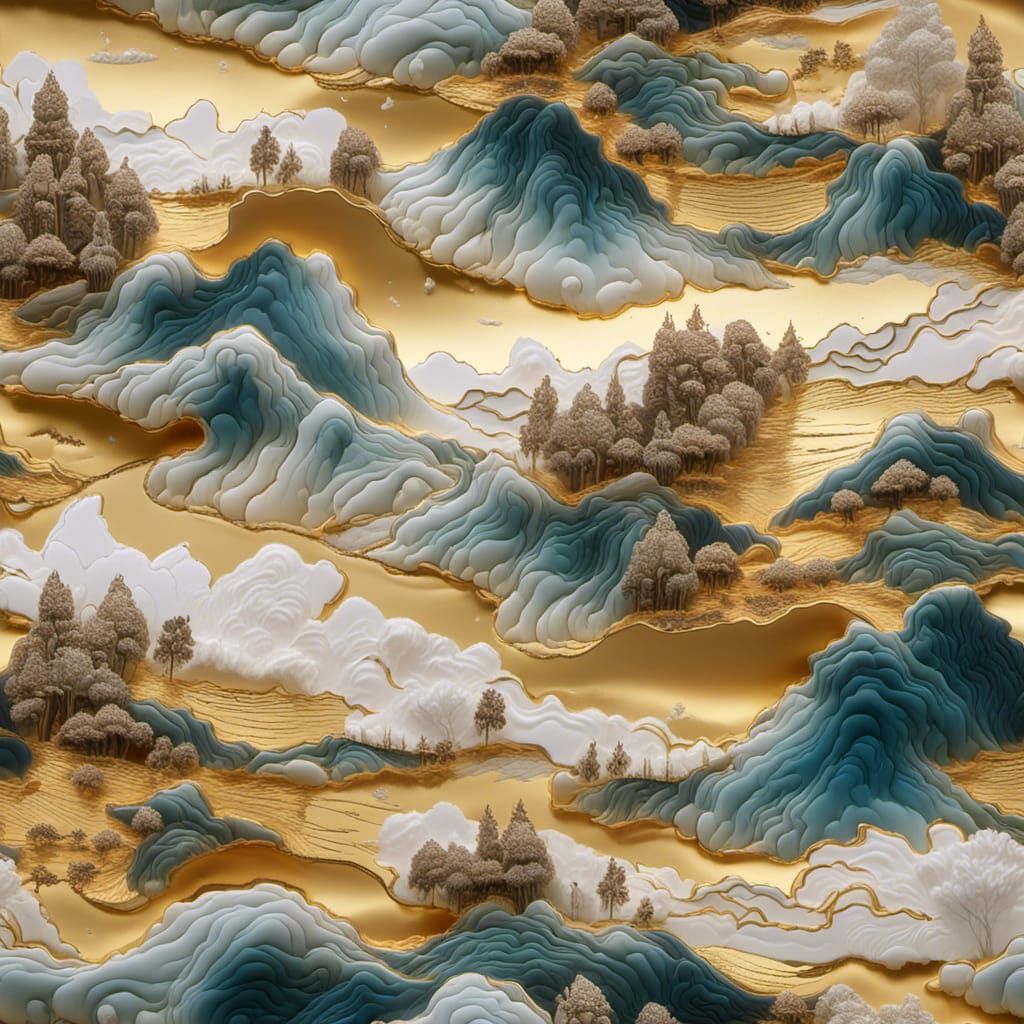 Kintsugi Landscape Repaired with Gold