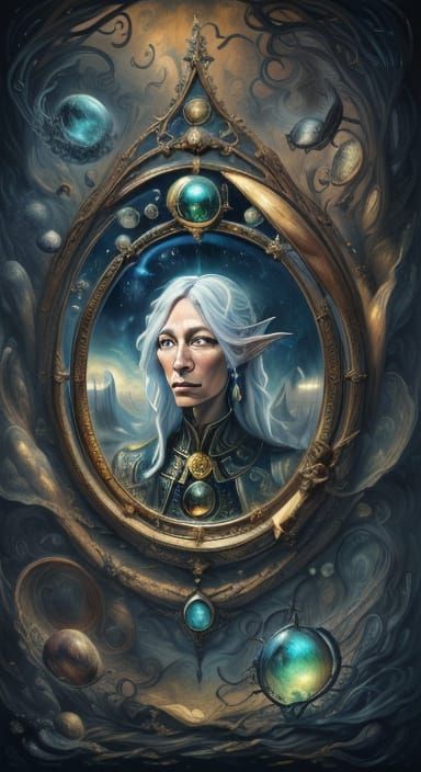 Surreal Mirror Portal to Dreamlike Landscape