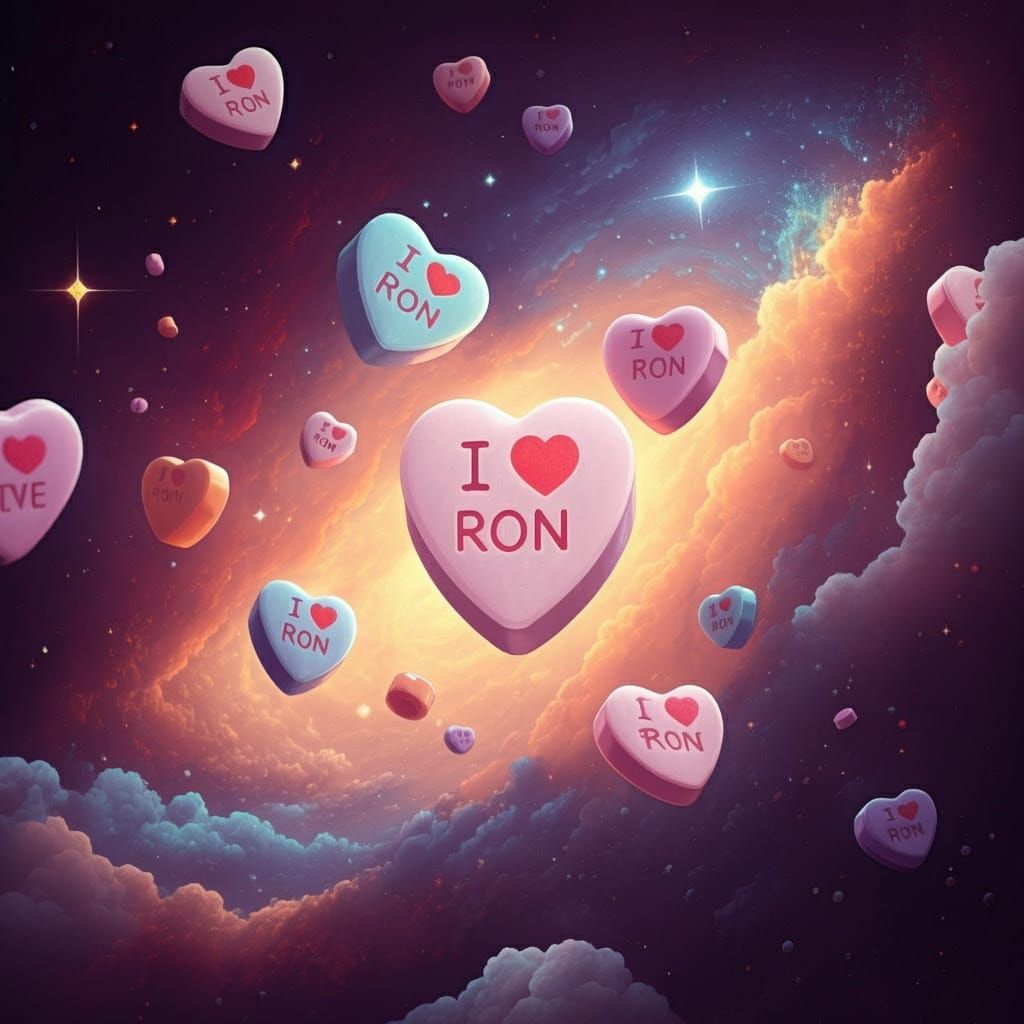 Pastel Candy Hearts in Ethereal Cosmic Dreamscape