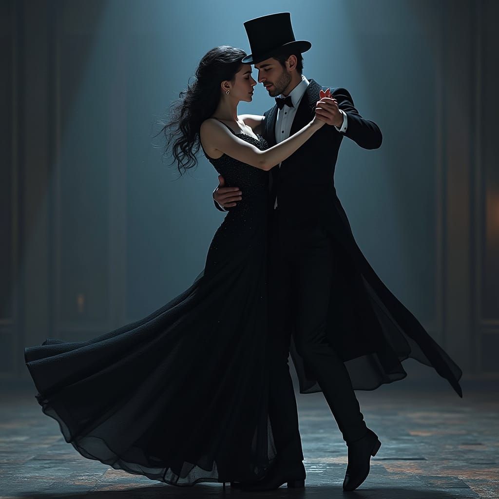 Ethereal Emperor Waltzes with Lady in Digital Painting