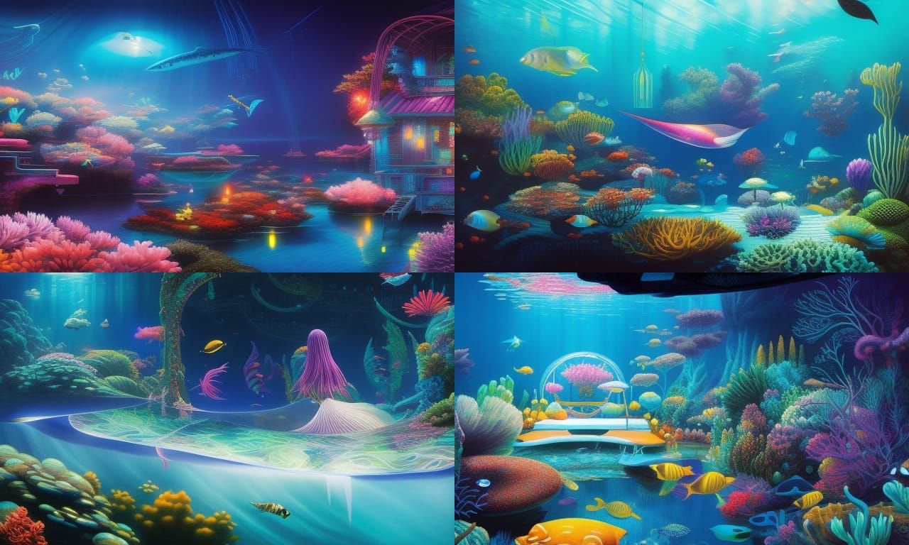 Enchanted Underwater Home in Magic Realism Style