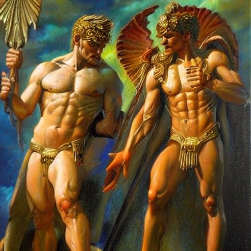 Greek Gods in Oil Painting Style
