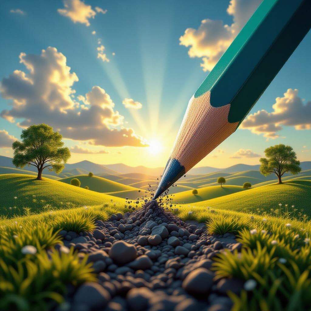 Pencil Tip Transforms Into Living Landscape