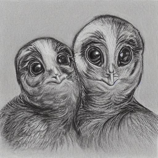 Two-Headed Chick: A Simple Line Drawing