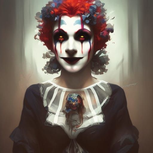 Gothic Clown Portrait in Hyperdetailed Style