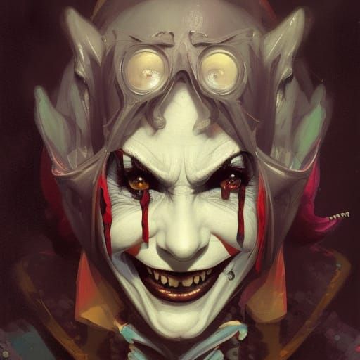 Gothic Clown Portrait in Hyperdetailed Horror Style