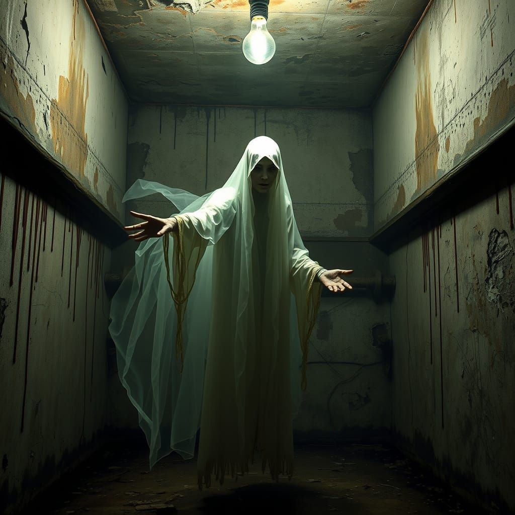 Ethereal Ghost in Abandoned Basement