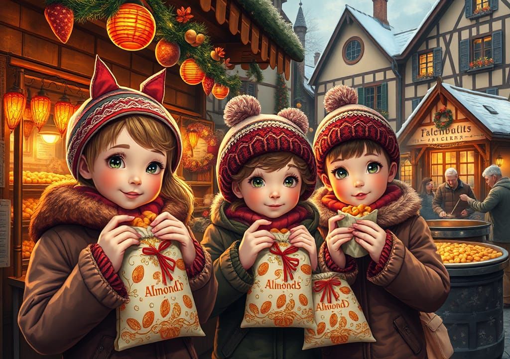 Festive Christmas Market Almonds, Digital Art