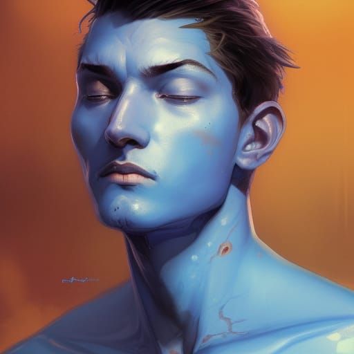 Azure Prince Portrait in Hyperdetailed Digital Art