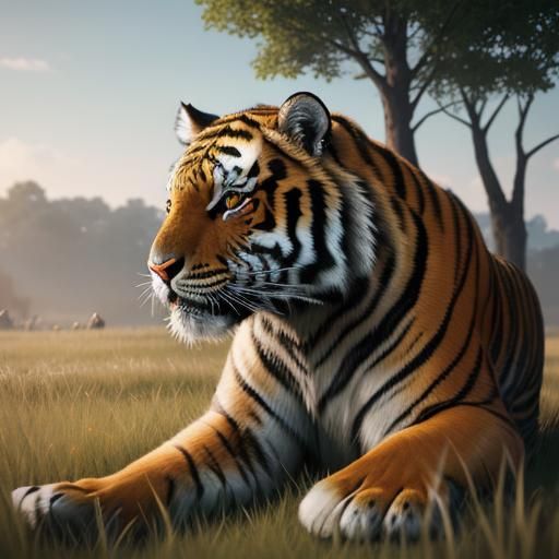 Tiger in Grassland: 3D Game Cinematic