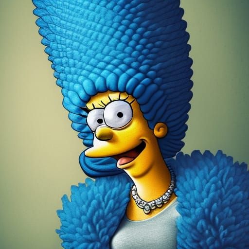 Hyperrealistic Portrait of Marge Simpson in HDR