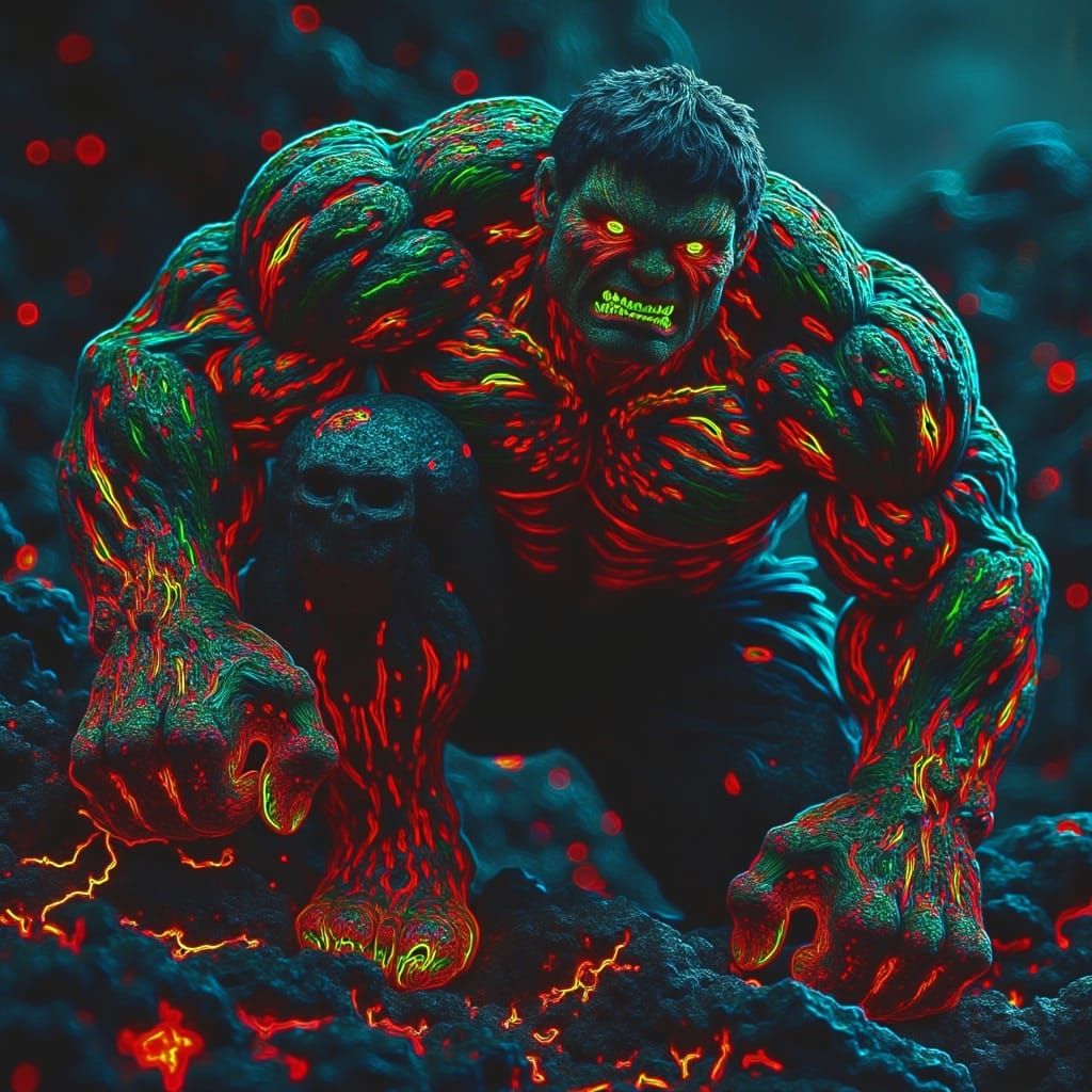 Neon Glitch Hulk on Twisted Bridge