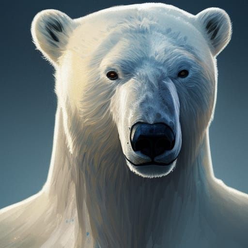 Polar Bear Knight Portrait in Hyperdetailed Style