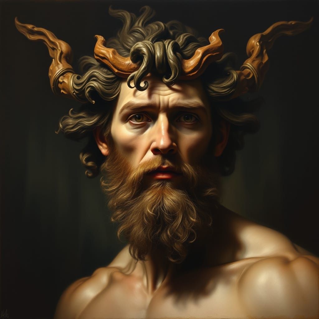 Baroque Prometheus in Chiaroscuro Oil Painting