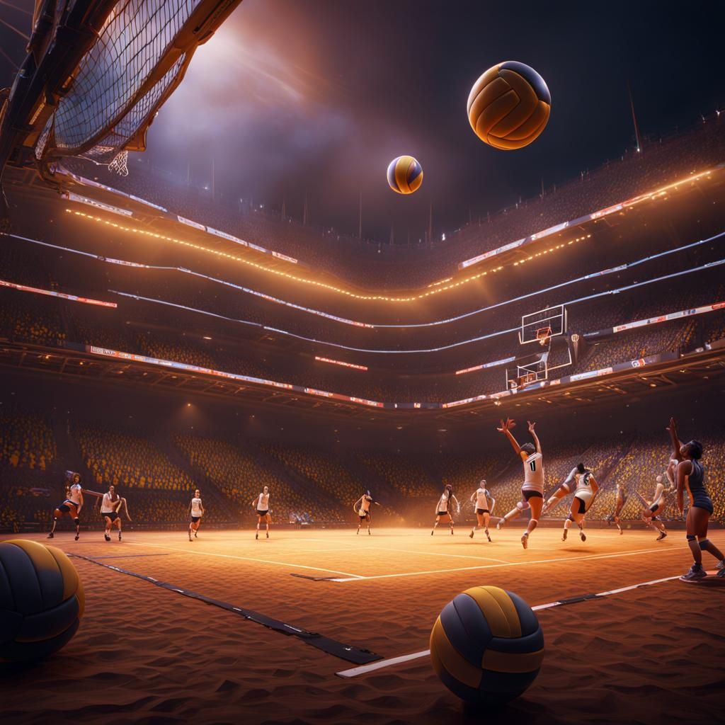 Detailed Matte Painting of a Volleyball in 8K