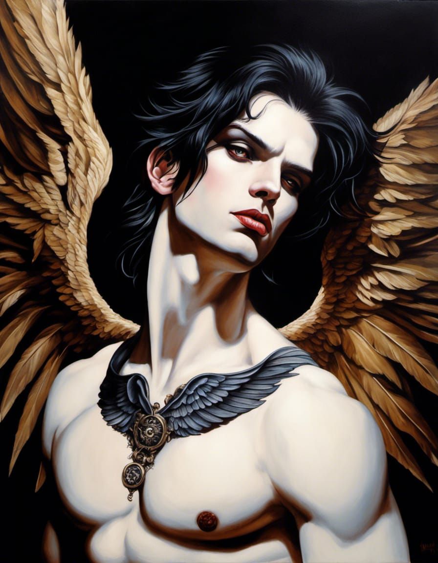 Gothic Angel in Acrylic Painting Style