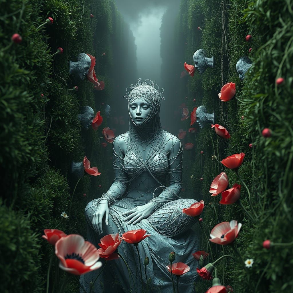 Gothic Horror Maze with Screaming Statues