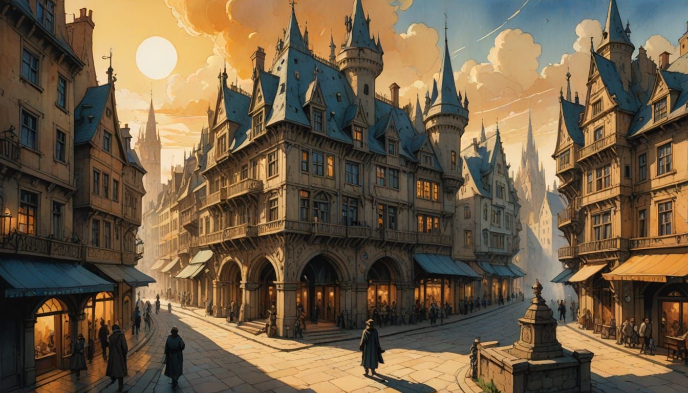 Whimsical Architectural Dreamscapes in Watercolor and Pen