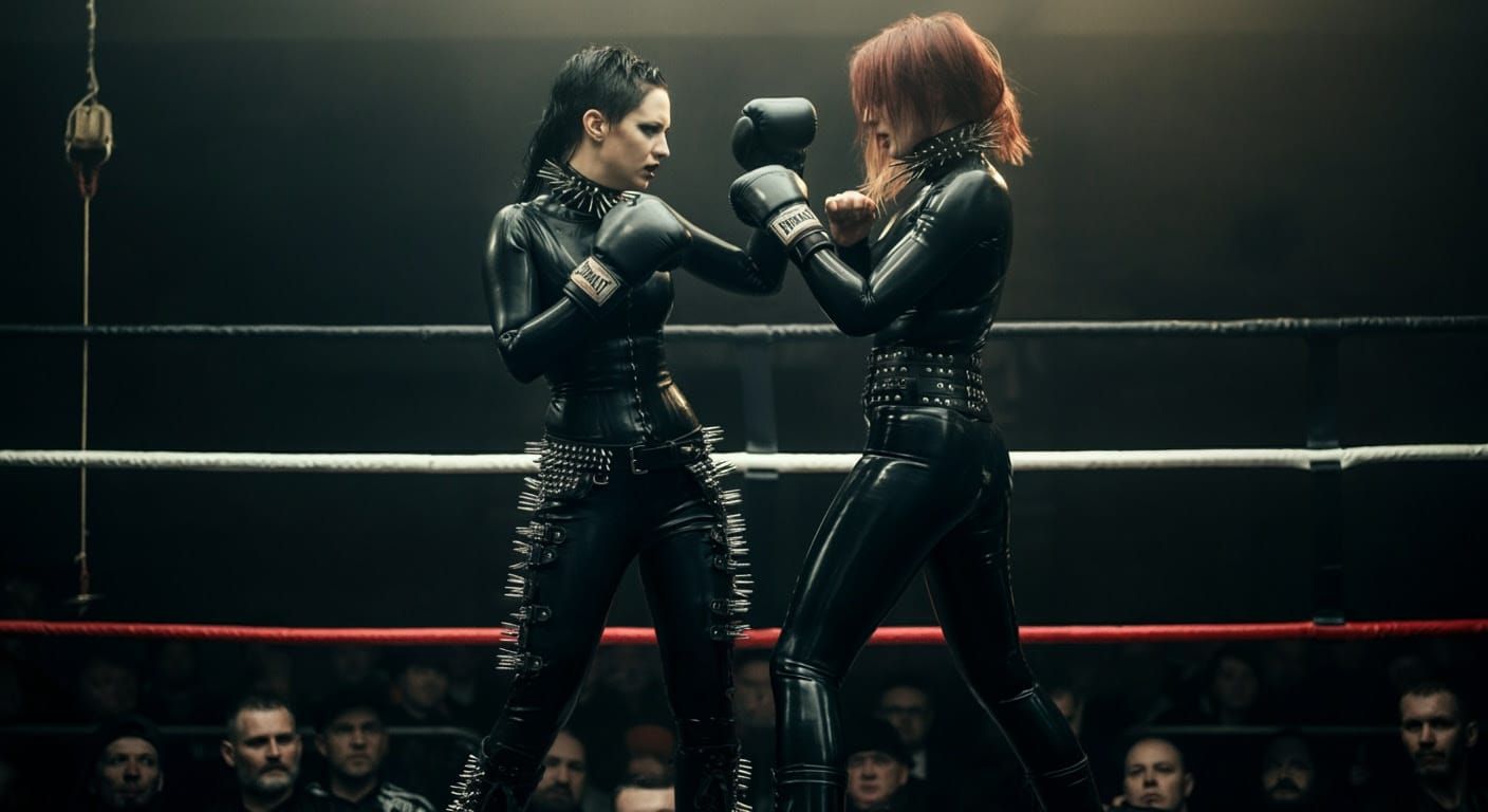 Gothic Boxing Goddess in Latex