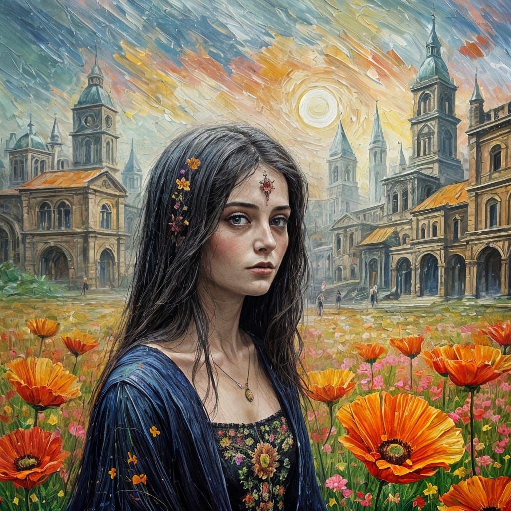 Santa Muerte in a Papaver Garden