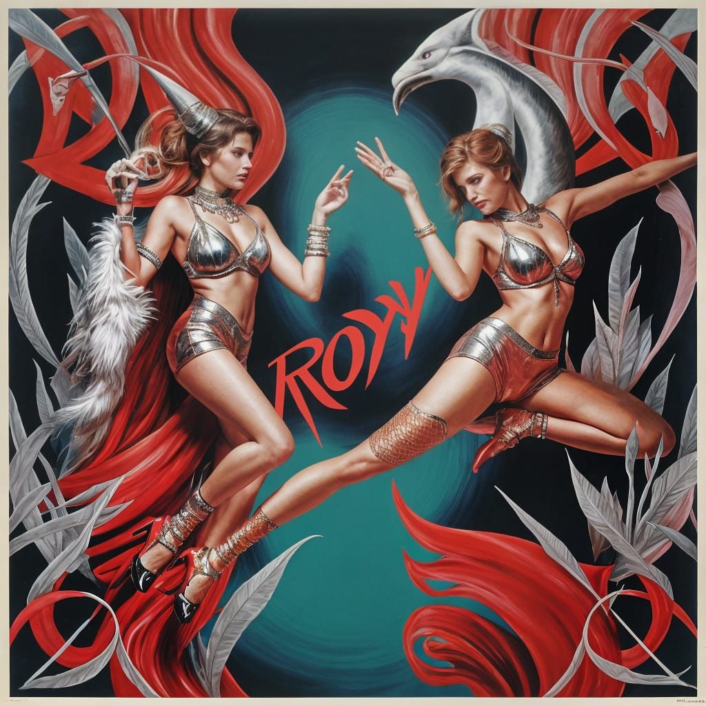 Roxy Music Album Cover Art in Glam Rock Style