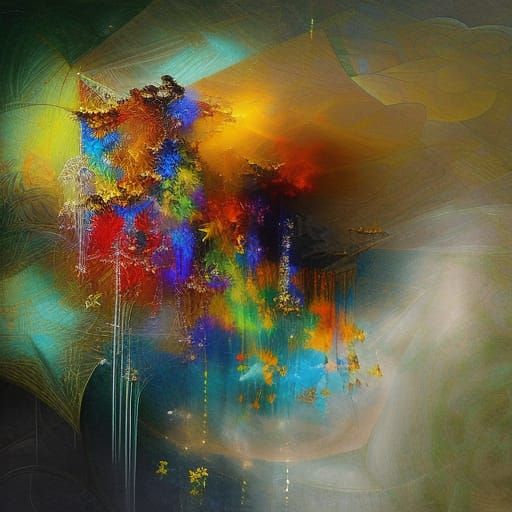 Abstract Fractal Jewelry in Expressionist Oil Painting