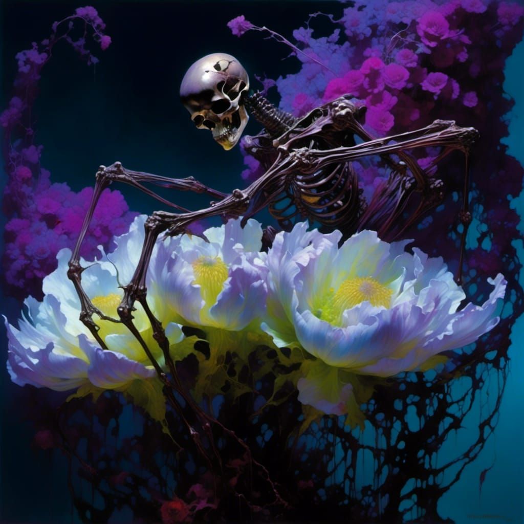 Skeletal Figure on a Flower