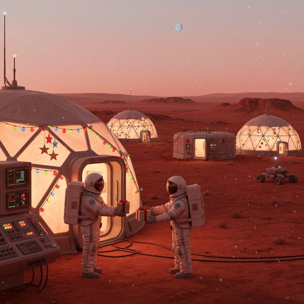 Christmas on Mars: Retro Sci-Fi Colony Celebration