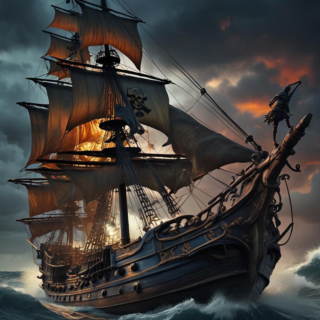 Pirate Warrior in Storm: A Matte Painting