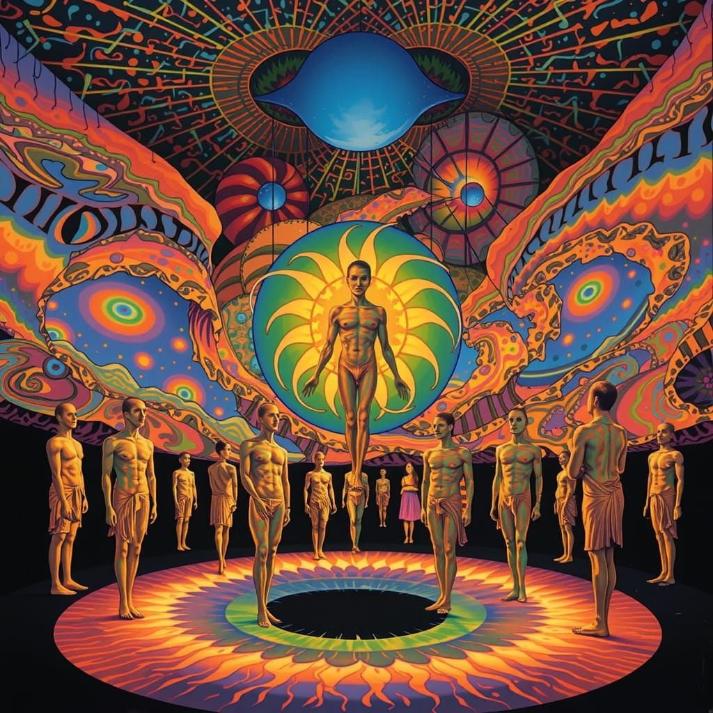 Psychedelic Shack Scene in Vibrant Colors