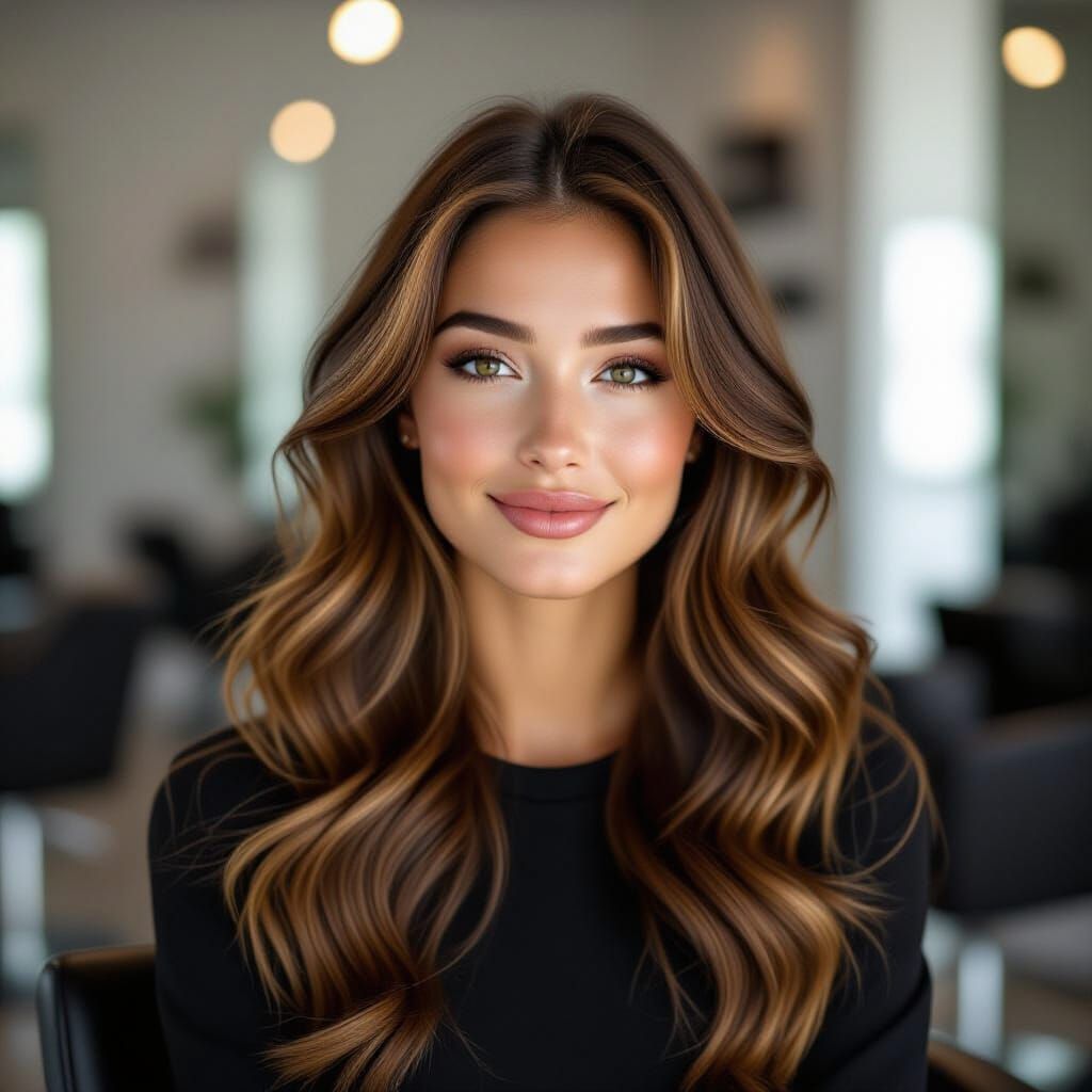 Auburn-Haired Woman in Luxury Beauty Editorial Style