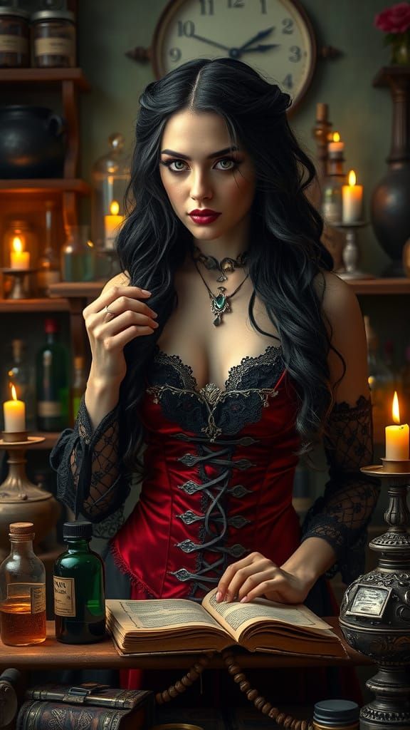 Gothic Enchantress in Victorian Romance Attire