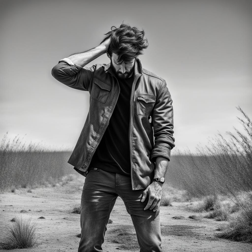 Rugged Headless Man in Battlefield Scene