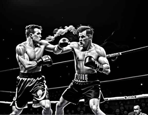 Intense Boxing Match Under Bright Lights