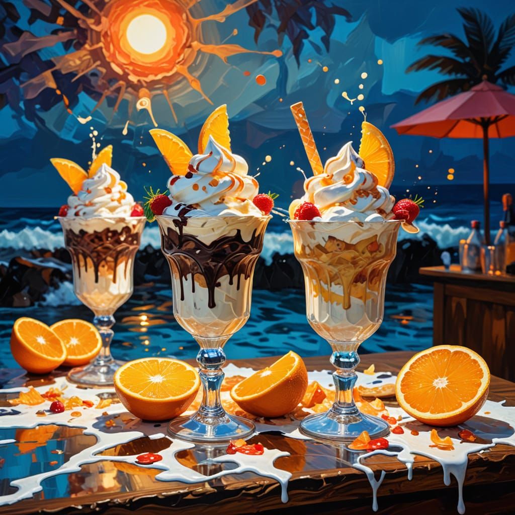 Baroque Ice Cream Sundae with Fractal Silhouettes