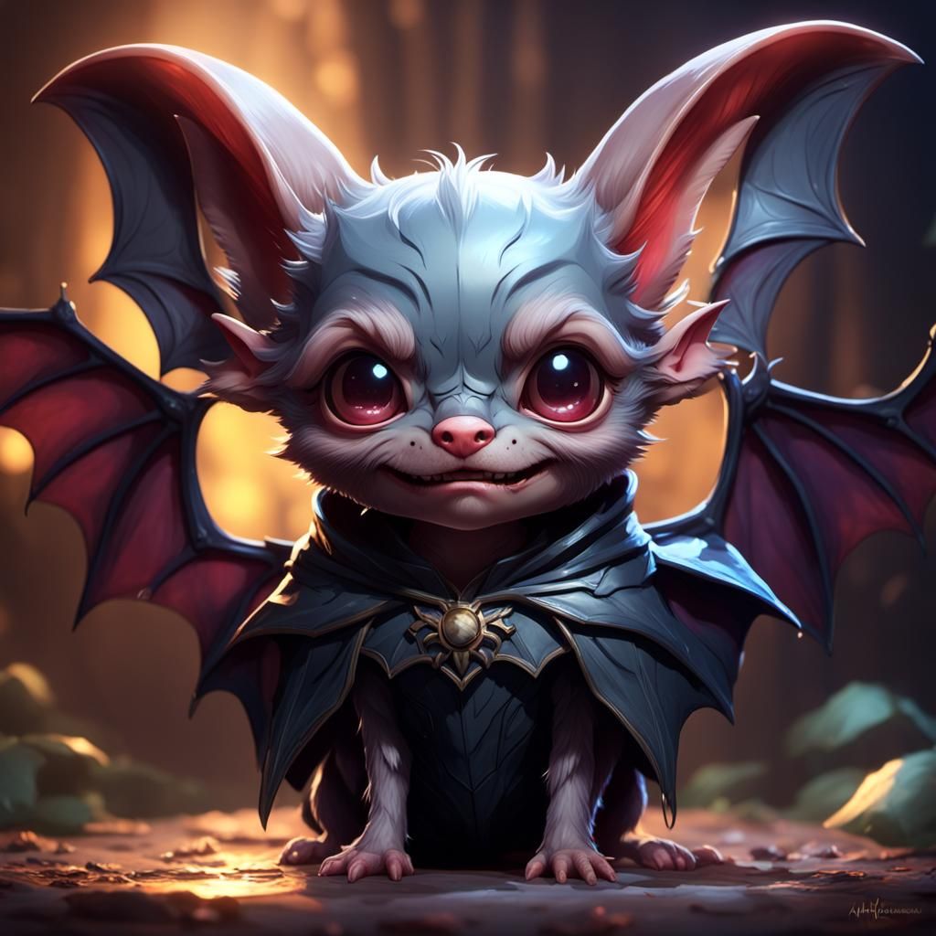 Chibi Fairy Vampire Bat Portrait in 8k